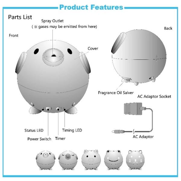 Pink Pig Ultrasonic Air Humidifier With Humidity Control Room Mister Humidifier