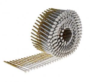 Diamond Point Galvanized Coil Roofing Nails , 15 Degree Ring Shank Coil Roofing Nails