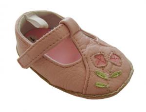 China pink flower leather baby shoe NO.1060 on sale