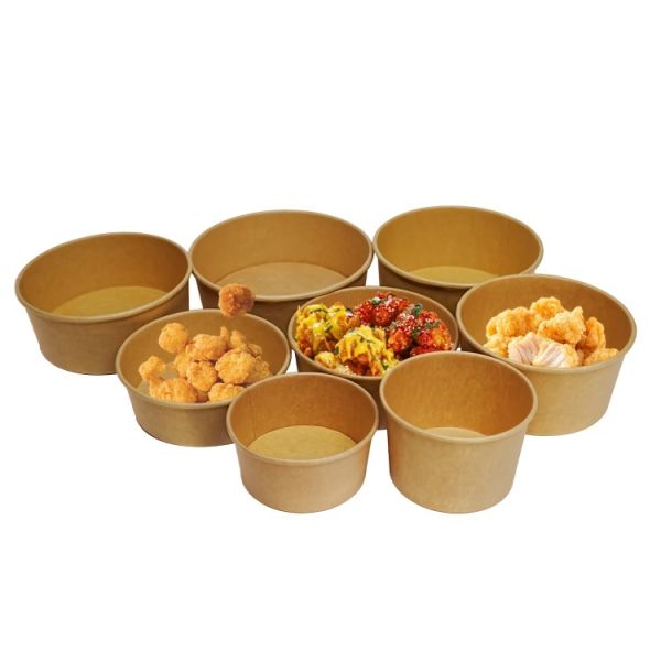 Wholesale customized eco-friendly and biodegradable kraft paper salad takeaway disposable paper bowl