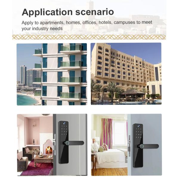 Peephole Camera Smart Front Door Locks TH-505 Black Biometric Code Card Key Tuya Unlock