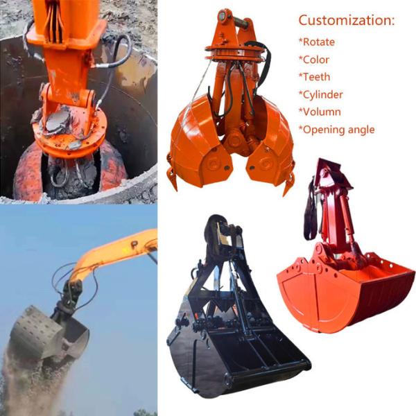 Hydraulic Clamshell Bucket Volume 1.5CBM for Sand Unloading 28-30 Ton Excavator Bucket Claw