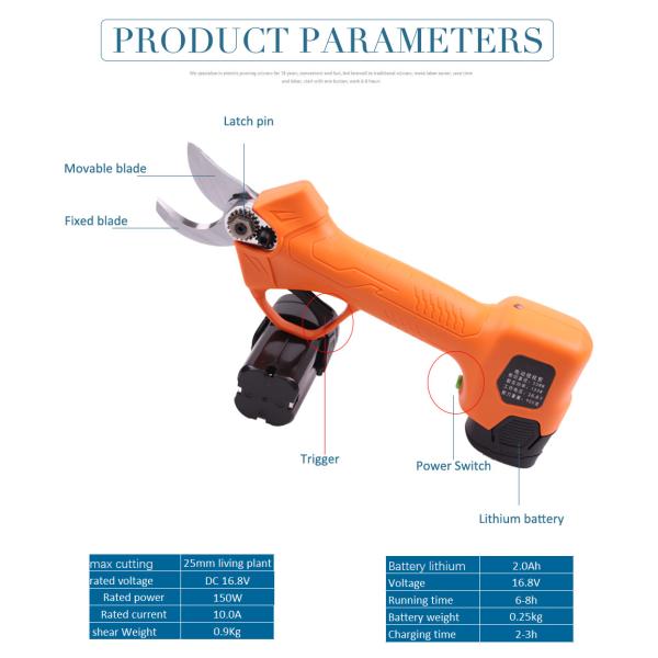 Swansoft Grape Vine Secatuers Electronic Scissors Powered Pruners 2.5CM Battery Orchard Pruner