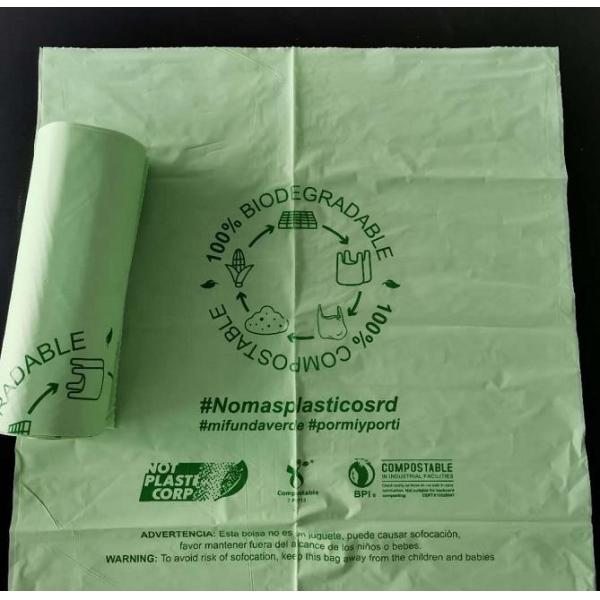 Drawstring Compostable Bin Liners Eco Trash Bags Hot Stamping