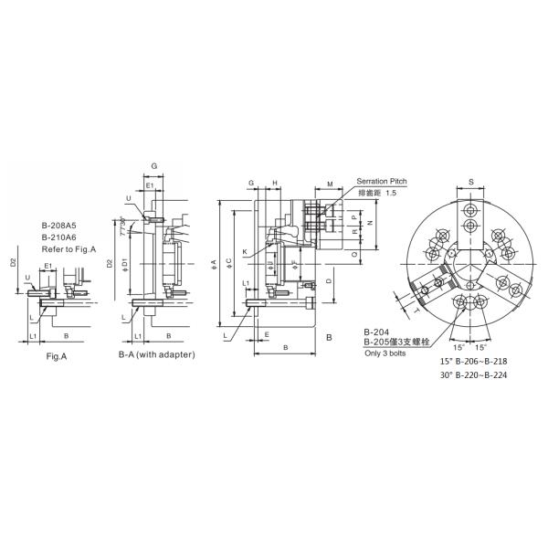 B 3 JAW THROUGH HOLE POWER CHUCK
