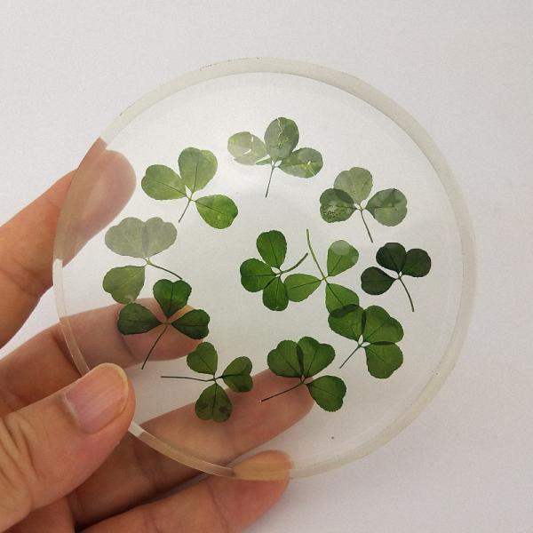 transparent cubic shaped resin paper weight with real dry flowers for home and office decor