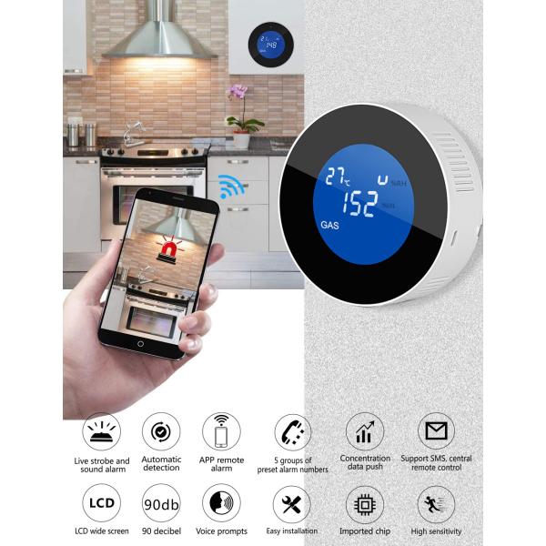 Home Alarm System Wi-Fi Tuya Led Digital Alarm Leak Detector Gas Sensor Gas Leak Detector
