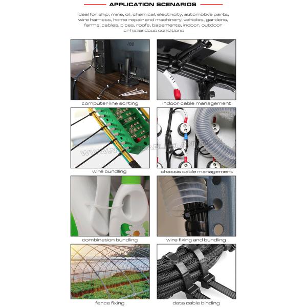 Adjustable Plastic Cable Ties 80~1020mm Length, Versatile Self-locking Zip Wire Ties 2.5mm~12mm Width for Wire Harness
