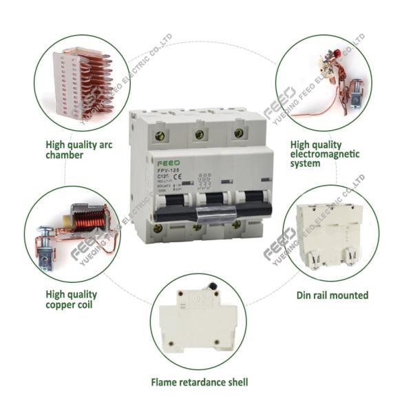 Magnetic Trip 125a Dc Circuit Breaker 1 Pole 3P 750V IEC Certified