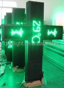 P16 P20 Pixels 3D LED Pharmacy Cross Display Sign with RS232 RF Control Communication