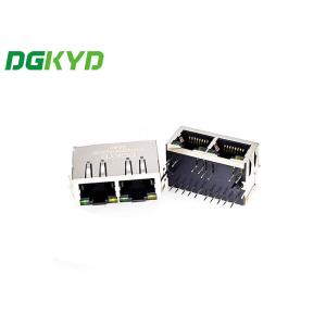 1X2 8P10C TAB Down RJ45 Ethernet Connector With LED