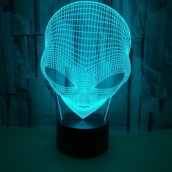 Martian shape OEM company logo 7 color 3D touch night light USB desktop colorful small table lamp