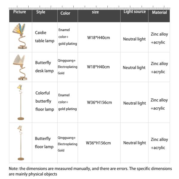 Nordic bedside lamp butterfly table lamp modern vertical scandinavian table lamp(WH-MTB-63)