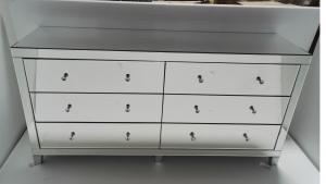 6 Drawers Big Mirrored Cabinet Chest in Mirror Furniture Set
