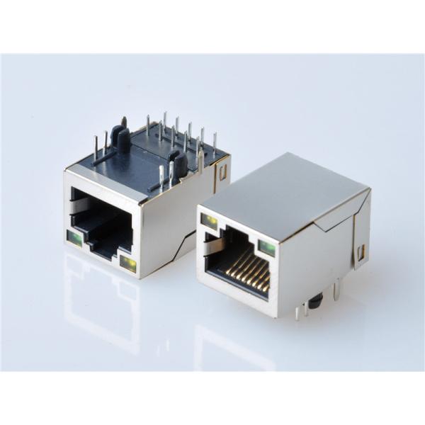 RJ45 Modular Jack Connector,Transformer, with LED,Side Entry, 10/100 Mbps