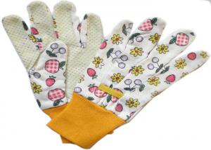 Quality Drill PVC Polar Dots Printed Cotton & Polyester Women Gardening Working Gloves 9.5