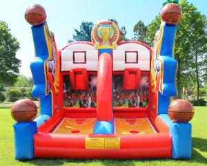 China Shooting Stars Basketball Inflatable Target Bounce House Interactive Sports Structure on sale