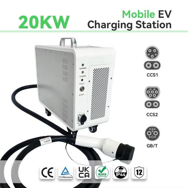 20kw DC Mobile Electric Car Chargers CCS1 CCS2 GBT Mobile Ev Charging Unit