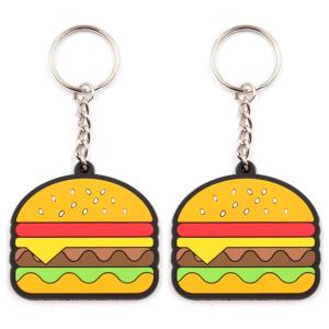 China Soft Cute Burger PVC Key Chain 2D 3D Promotion Gift Mini Food Keychain on sale