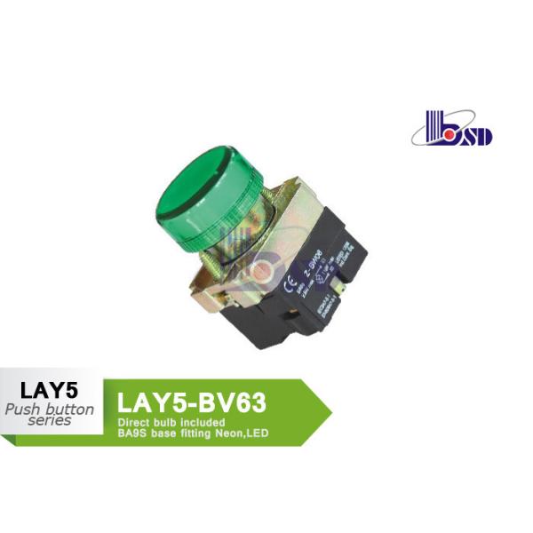 400V DC Green Illuminated Push On Push Off Switch / Led Momentary Switch