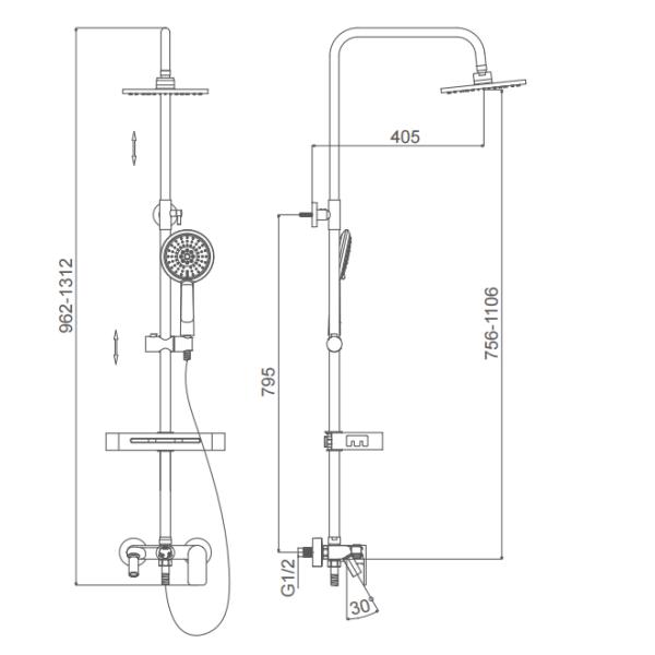 Bidet Head Shower Column Set