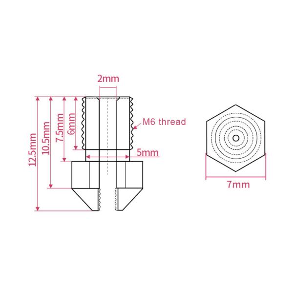 Removable M6 Threaded 0.3mm 0.5mm E3D Brass Nozzle Stainless Steel