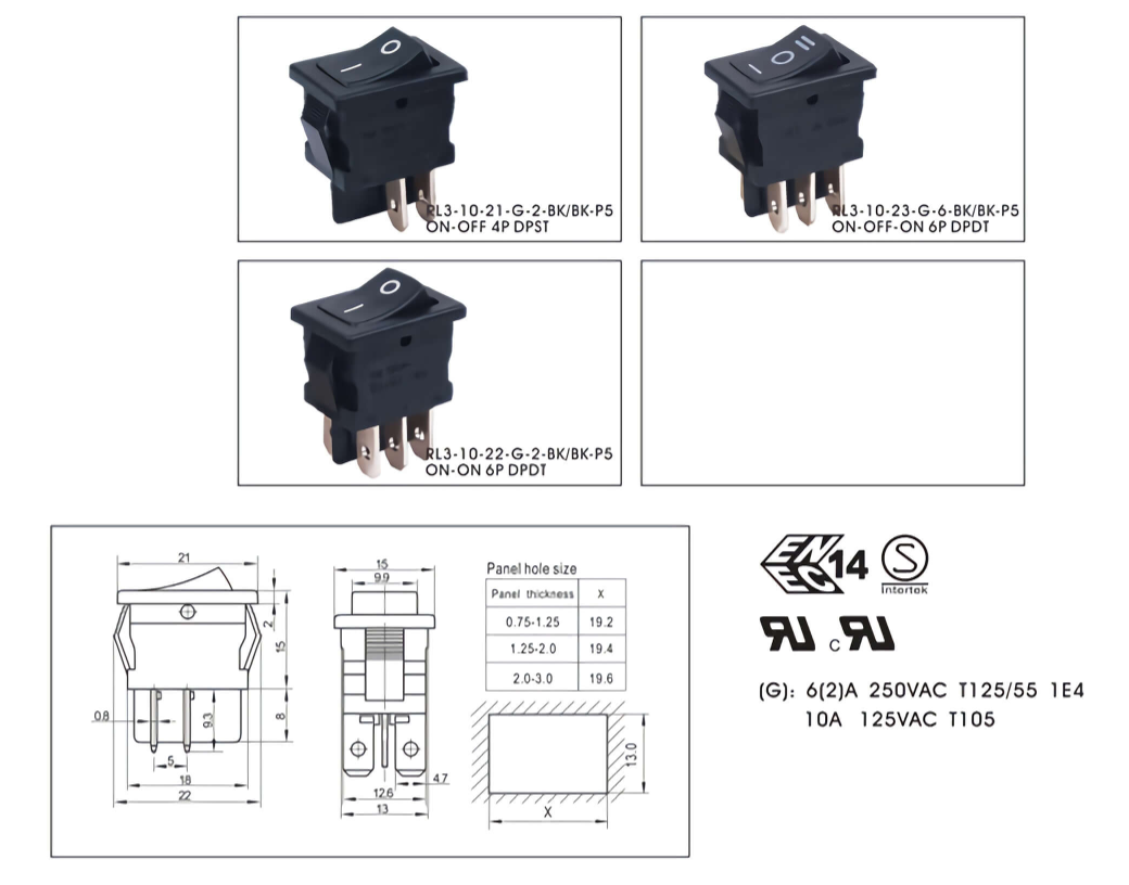 High Life and Durability Waterproof Multifunction Multi-purpose Plastic Enclosure square Rocker Switch