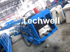 Quality Metal Top Ridge Tile Roll Forming Machine With 15 Forming Stations , PLC Control System for sale