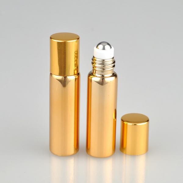 Buy 5ml Mini UV glass empty  roll on bottle with aluminium cap for cosmetics essential oil perfume package at wholesale prices