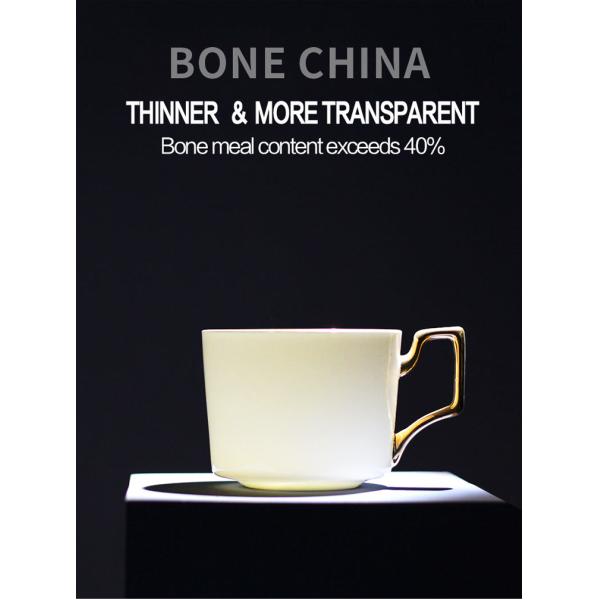 Wholesale customizable sublimation coated best selling Ceramic Bone China Mug with Saucer with golden rim