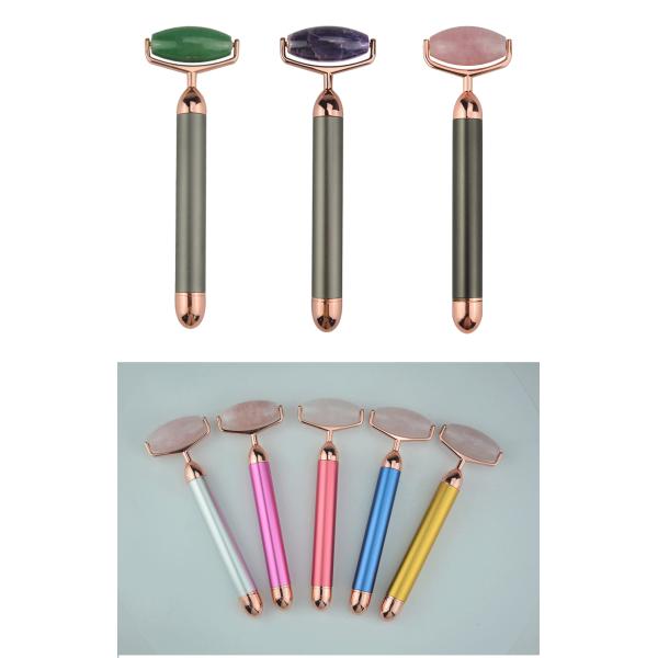 47mm Mini Waterproof Natural Face Jade Rollers Electric Vibration