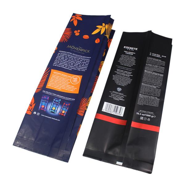 Glossy Gold Metallic Custom Printed Pouches 1kg Coffee Side Gueest Pouches Customized Heat Seal Coffee Stand Up Pouch