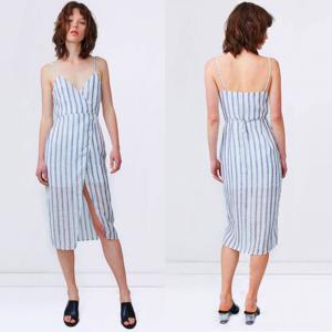 Quality 2018 Summer Linen Fabric Slip Wrap Dress Ladies for sale