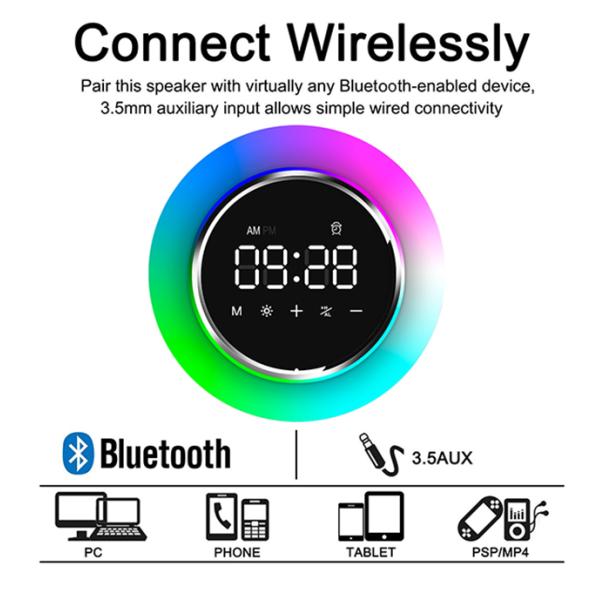 Waterproof Wireless Bluetooth Alarm Clock With Speaker / USB Charger 4Ω 5W