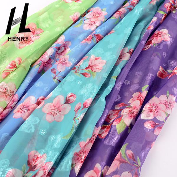 Purple Soft Tulle Fabric For Clothes Printed Polyester Mesh Fabric