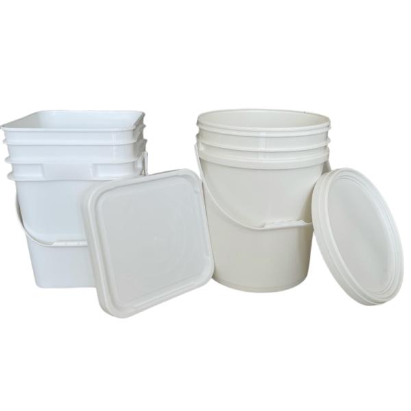Square Plastic Pail with Lid Durable and Storage Solution