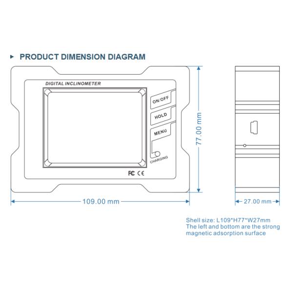 100g High Accuracy 2 Axis Digital Inclinometer DMI820 Dual Units Switch
