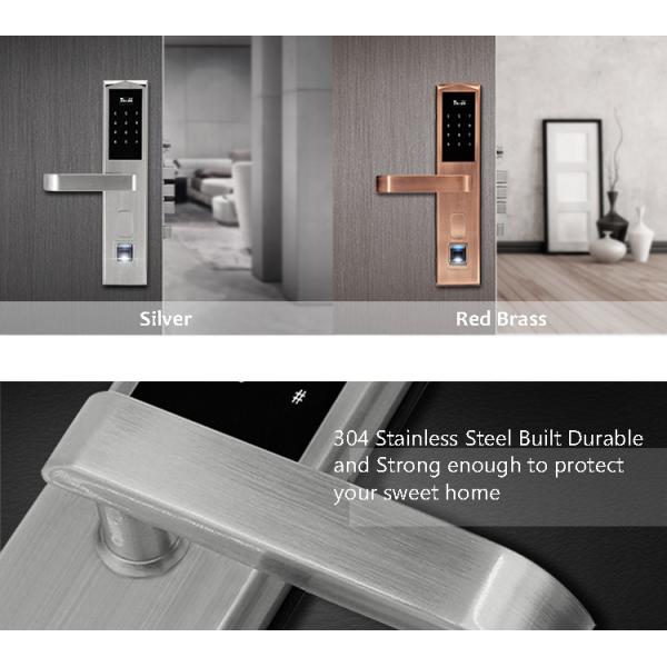 Wood Door Electronic Door Locks Fingerprint Security System Long Battery Life Span