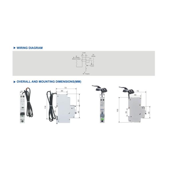 White Single Phase RCBO High Short Circuit Current