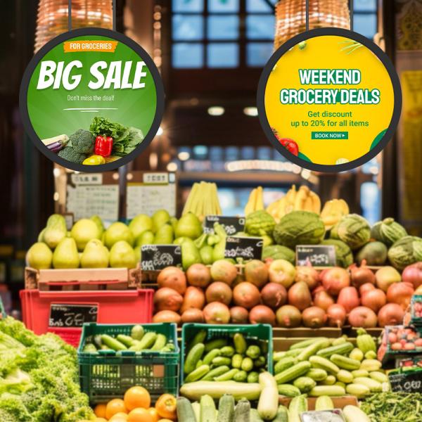 1280x1280 Resolution Circular Lcd Display for Retail Store Digital Advertising Poster