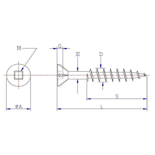 SS 410 Stainless Square Socket Head Timber Screw Type-17 Coarse Half Thread