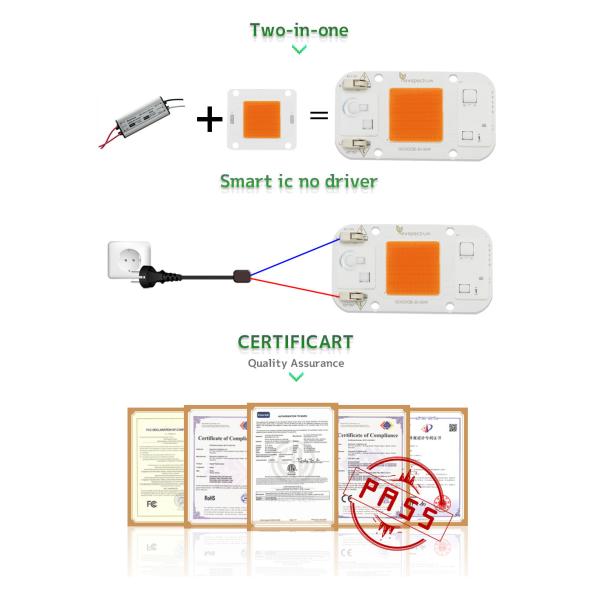 110v 50w AC LED Module COB Chip No Welding Lamp Bead Full Spectrum 380nm-840nm