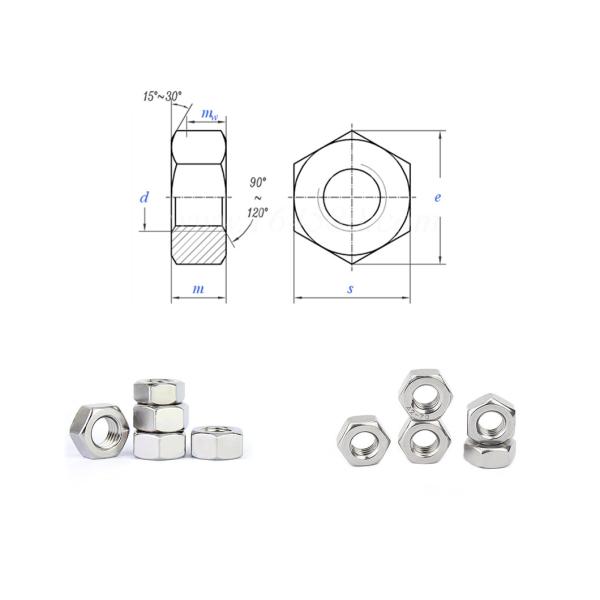 Zinc Plated Hex Head Nut M1 - M30 Stainless Steel Hexagon Nuts