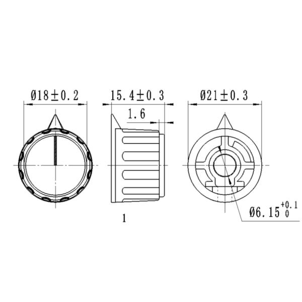ABS / Brass Material Plastic Rotary Switch Knob Size Φ20.7*15.4mm For Electrical Device