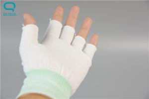 China Cleanroom Seamless Knitted Work Gloves Half Finger Gloves With Great Dexterity on sale