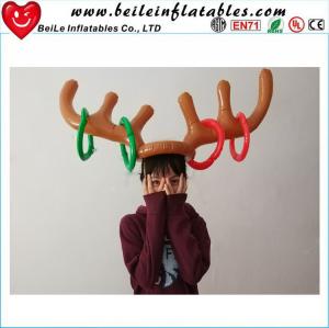 Quality Christmas Toy Children Kids Inflatable Santa Funny Antler Hat Ring Toss Christmas Holiday Party for sale