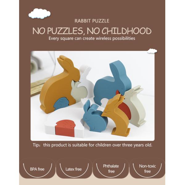 Bunny Rabbit Silicone Toddler Jigsaw Puzzle Eco Friendly For Baby