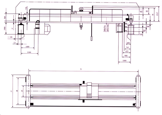 LH10T - 20M Custom Double Girder Overhead Cranes For Machine Shops