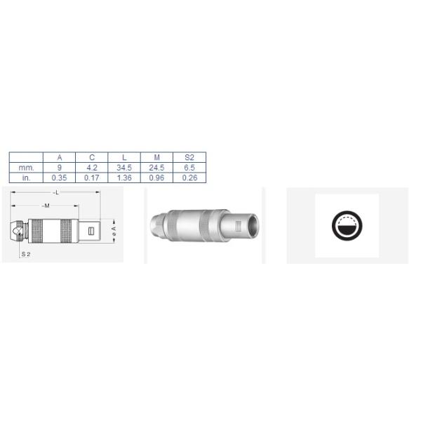 Half Moon Plug Lemo Cable Connector FFA 00S With Brass Chrome Plated Housing