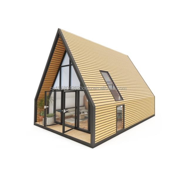 EU Modern Triangle Steel Structure Flat Pack Container House Design for Wooden House within 20ft or 40ft Mall Application